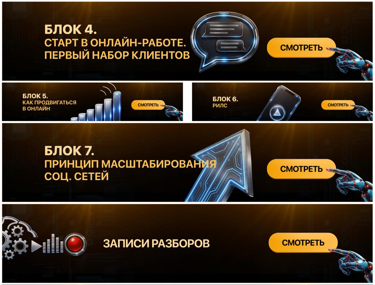 Список уроков на платформе MFG