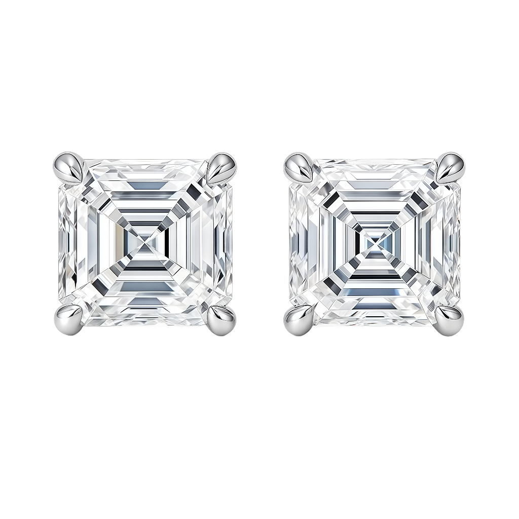 Пусеты с выращенными бриллиантами огранки Ашер