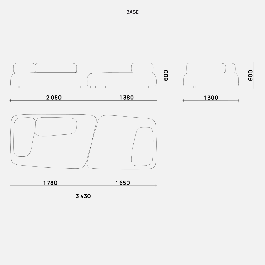 Модульный диван Rubble base от бренда Simple Form — минималистичный дизайн и комфорт.