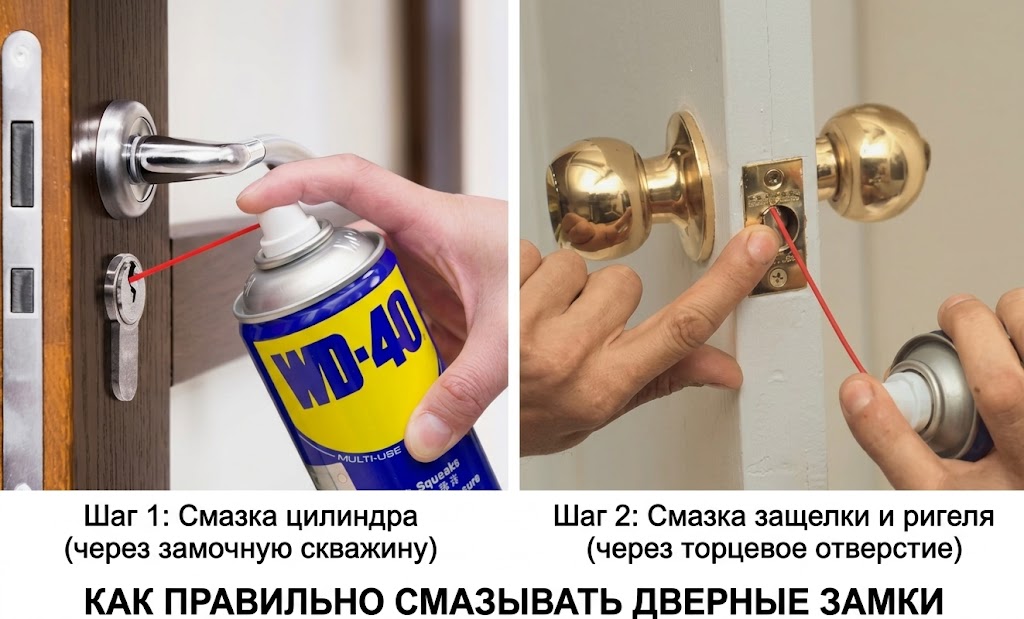 Как смазать дверной замок правильно