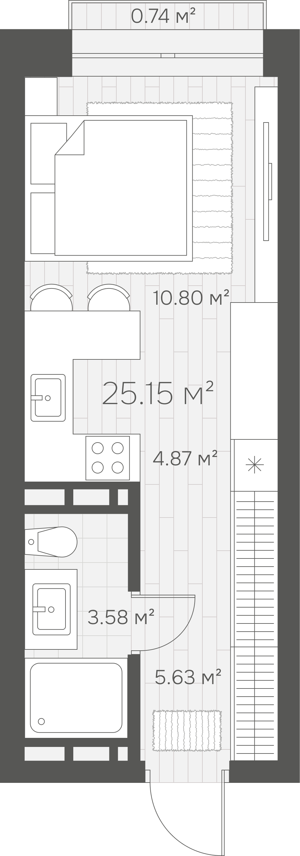 Планировка студии 25 м²
