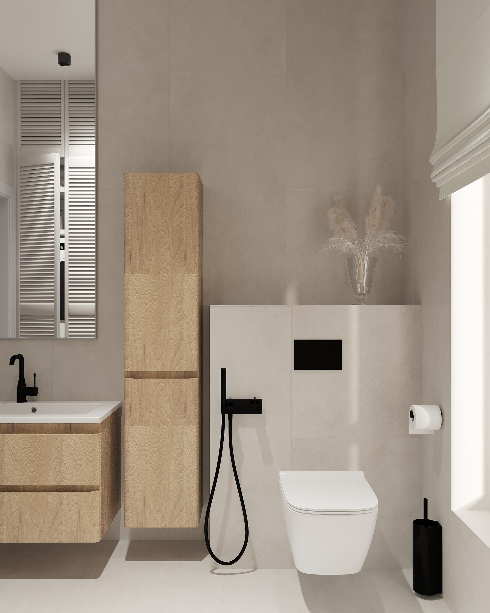 Минималистичная кровать в спальне интерьер