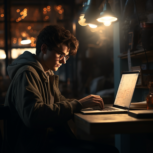 Мужчина изучает статью