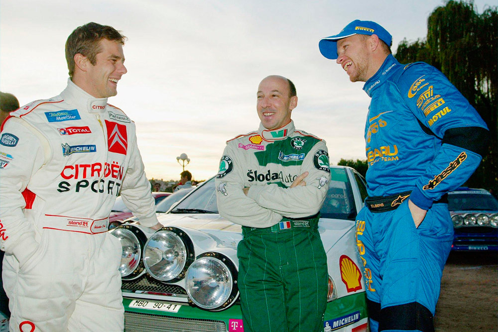 Себастьен Лёб (Citroën), Дидье Ориоль (Škoda) и Петтер Сольберг (Subaru), ралли Аргентина 2003