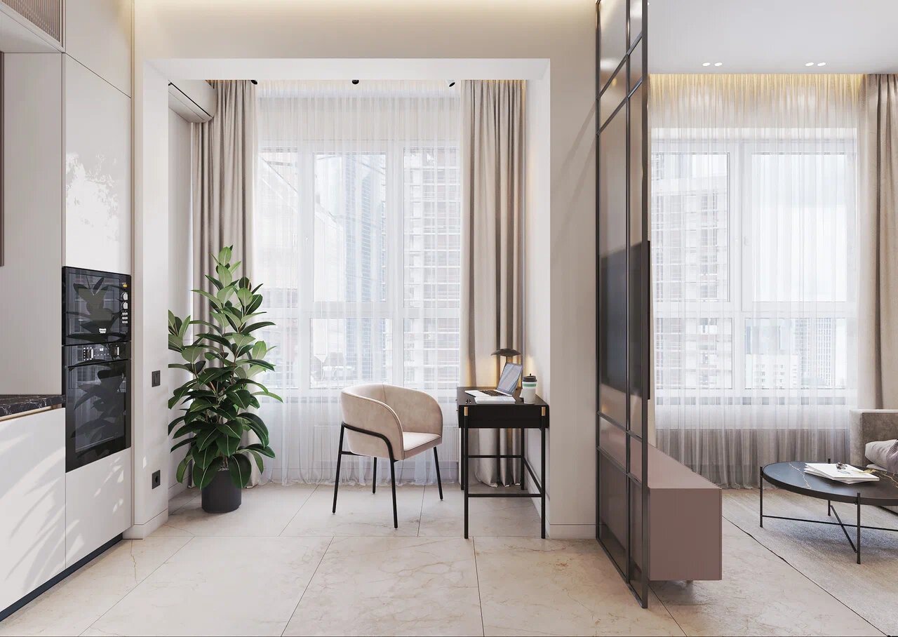 066 / интерьер квартиры-студии, ЖК City Park / 37,3 м²