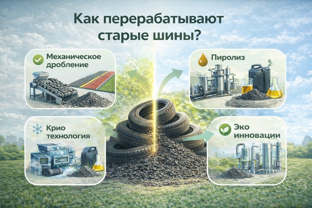 Промышленная линия механической переработки шин: резиновая крошка различных фракций