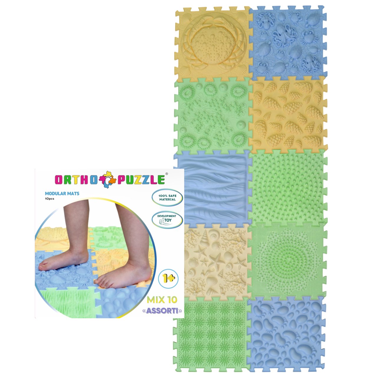 Children's orthopedic massage mat for feet Ortho Puzzle Universal 8  modules.
