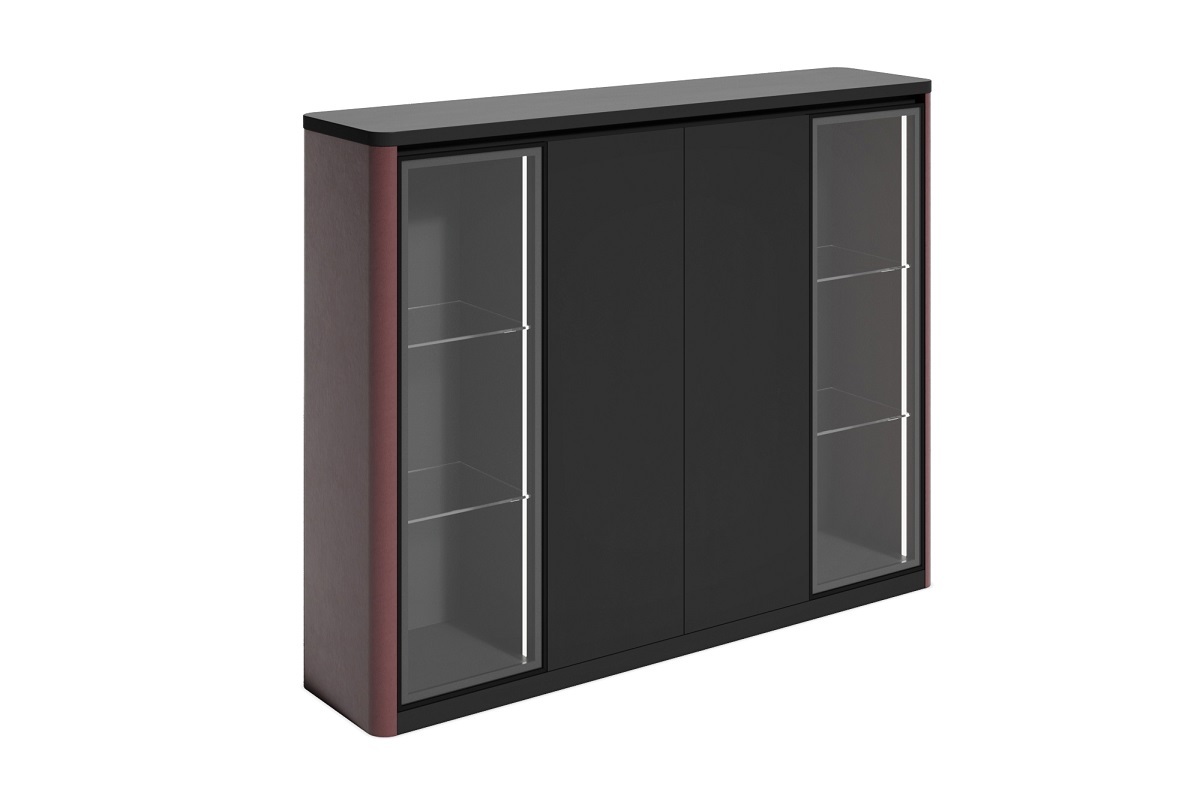 Двойной шкаф с подсветкой DRV407.G3388 (двери и полки ЛДСП + стекло)