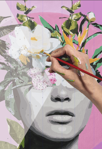 Painting by number symbols of beauty a woman's face with flowers