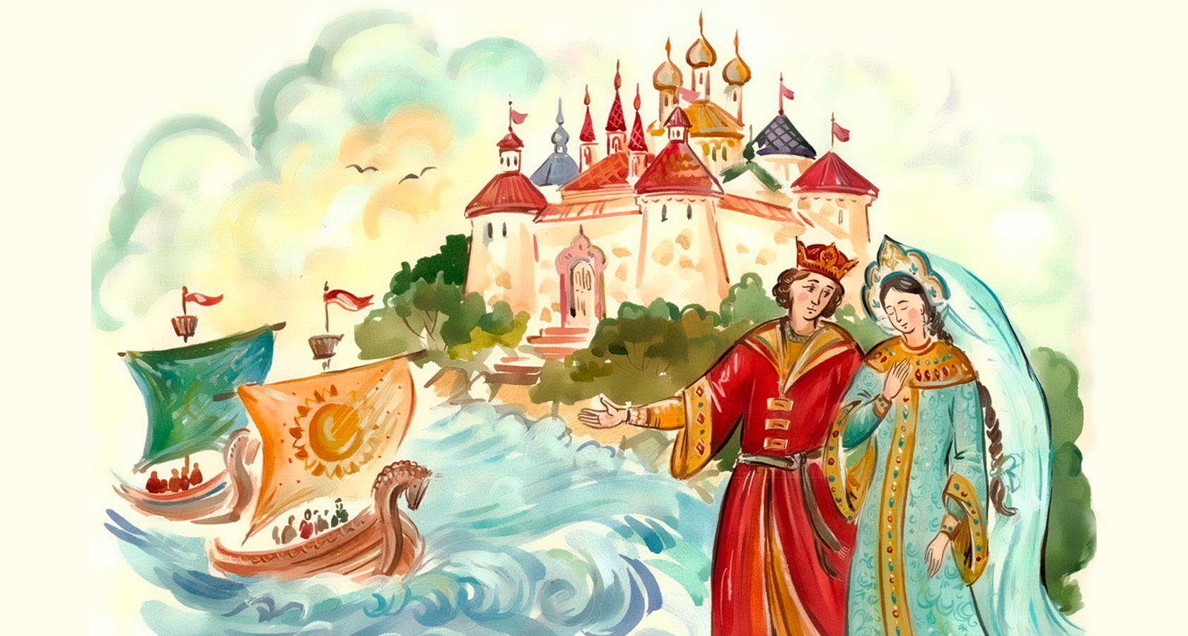 Флот царя салтана рисунок поэтапно
