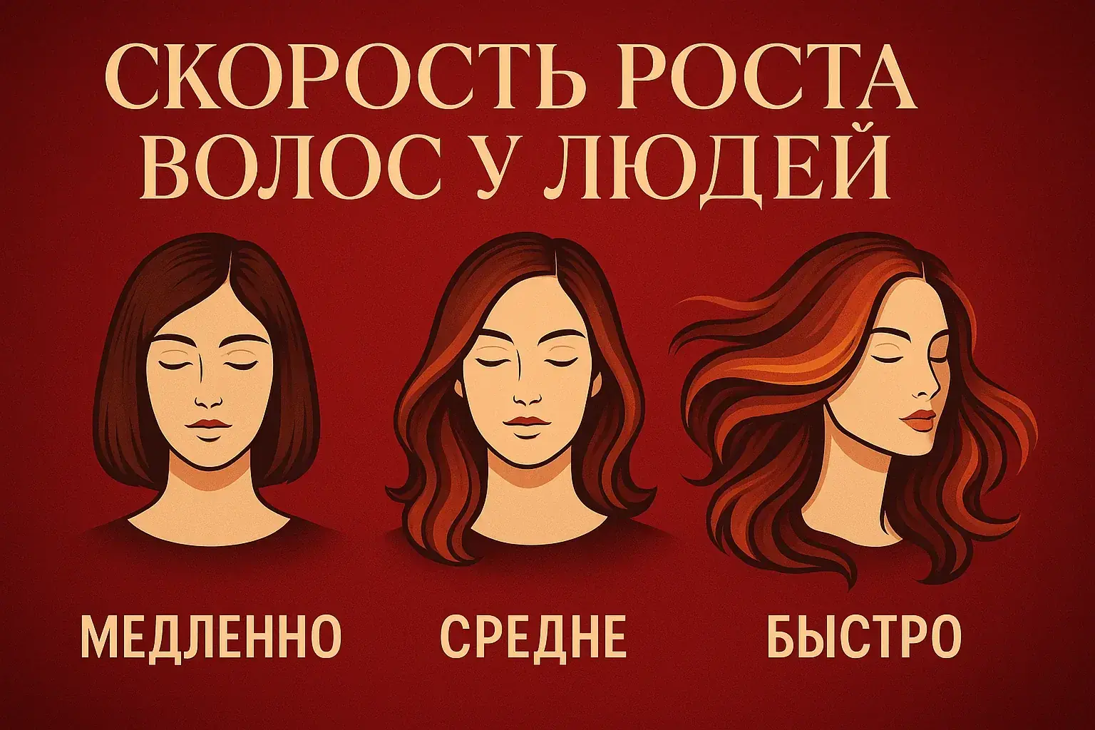 Скорость роста волос: медленный, средний и быстрый рост у человека.