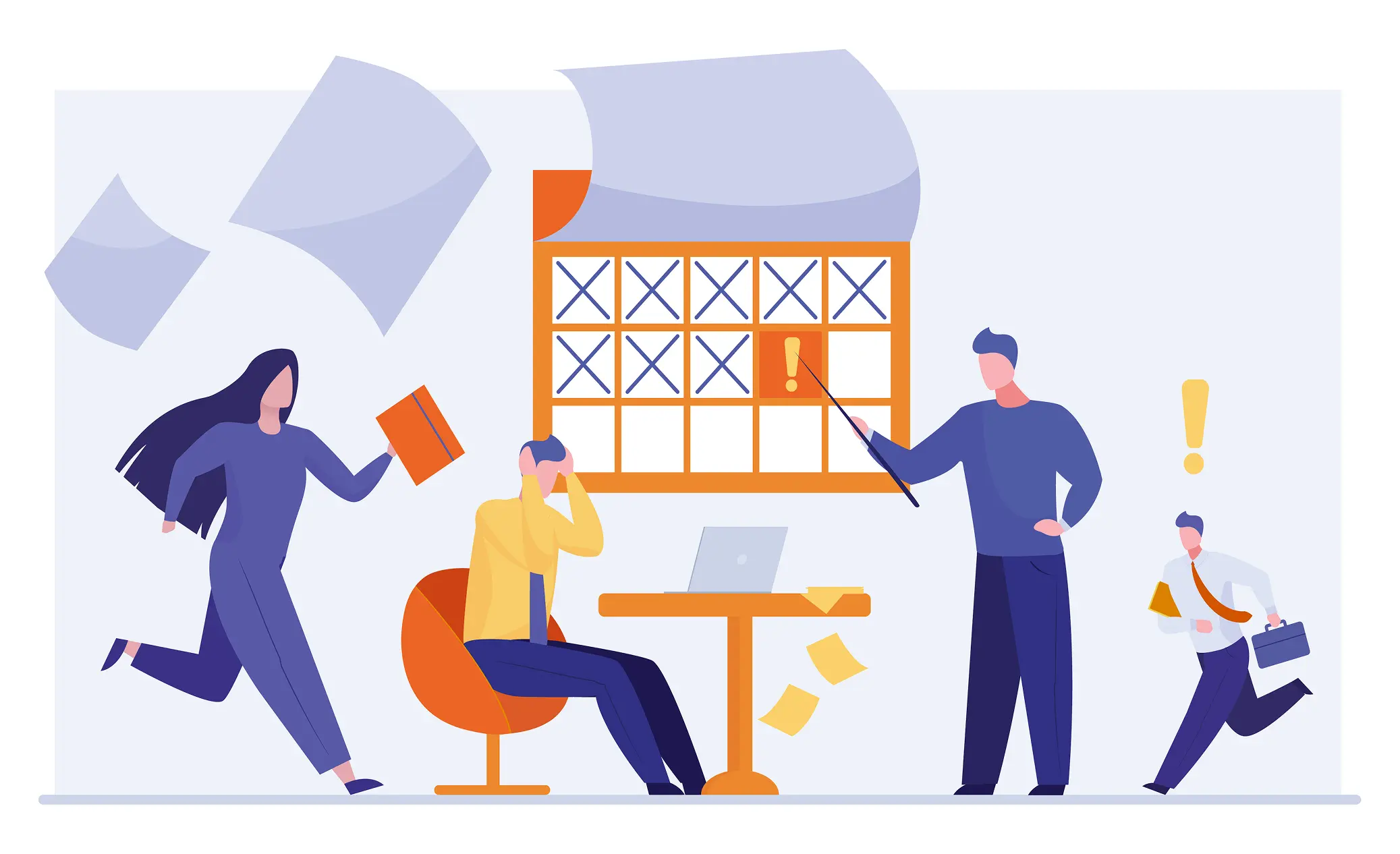 Крошечные люди, исследующие предупреждение об ошибке