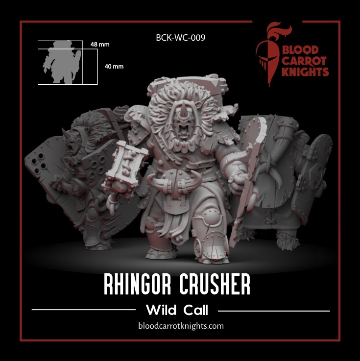 Rhingor Crusher 28mm miniature by BloodCarrotKnights resin kit