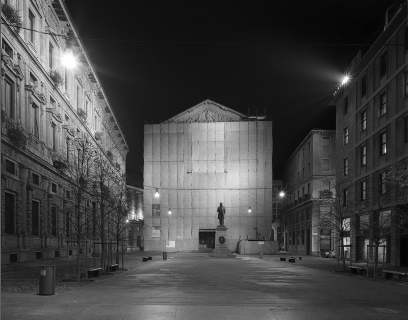 Piazza San Fedele. Milan. 2007. BW Negative 4×5 inch.