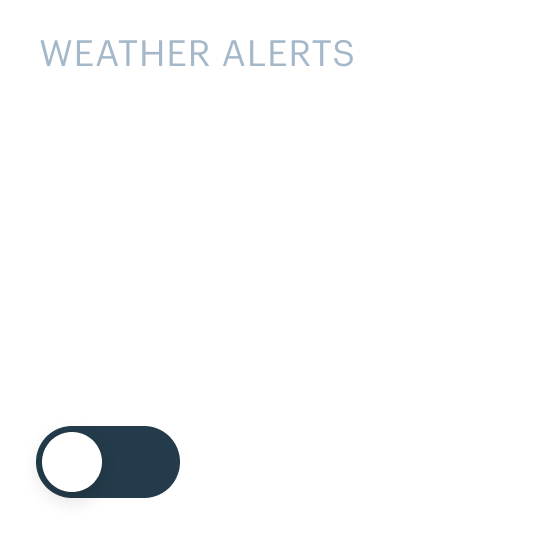 Weather Alerts widget on a spot page, showing alerts switched off.