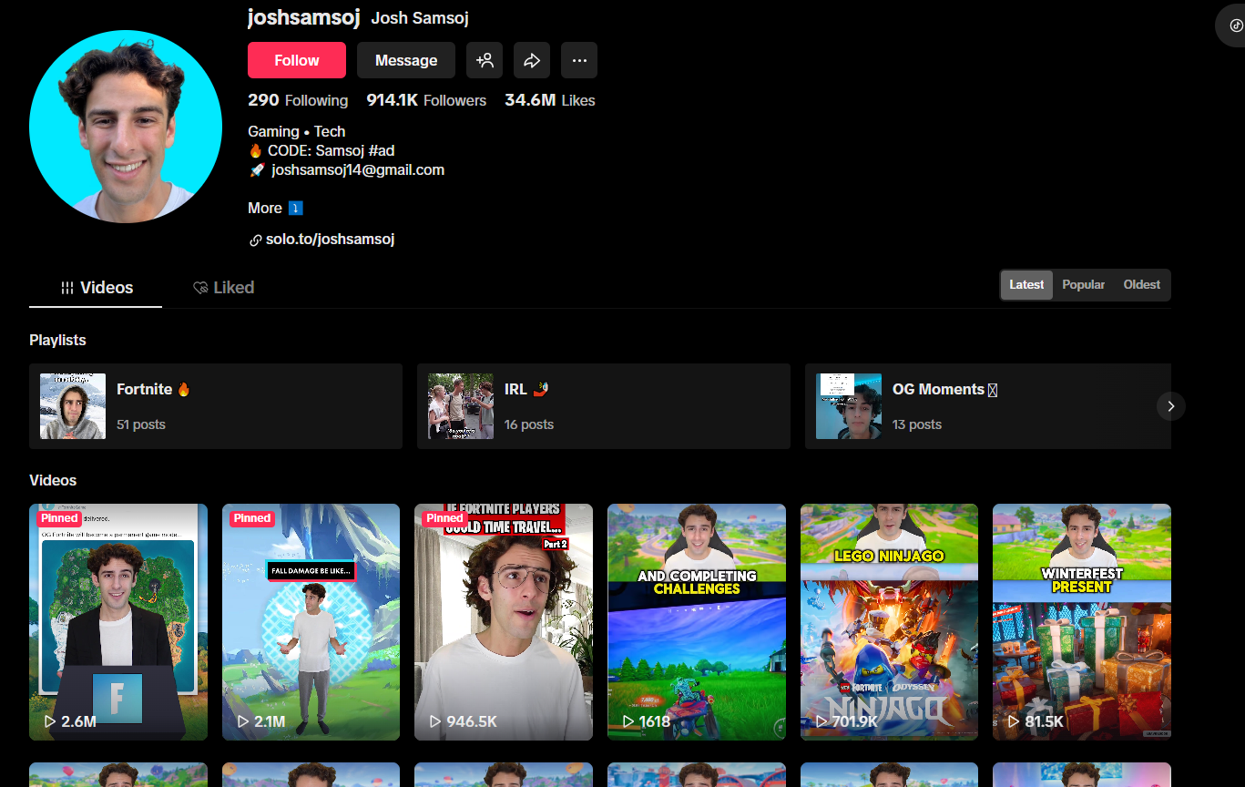 Josh Samsoj tiktok gaming influencer