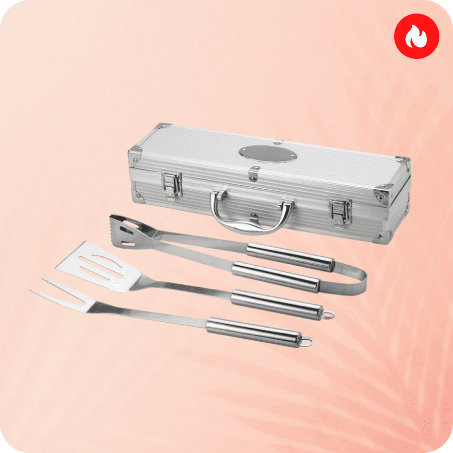 Набор для барбекю в кейсе: лопатка, щипцы, вилка «Salvy»
