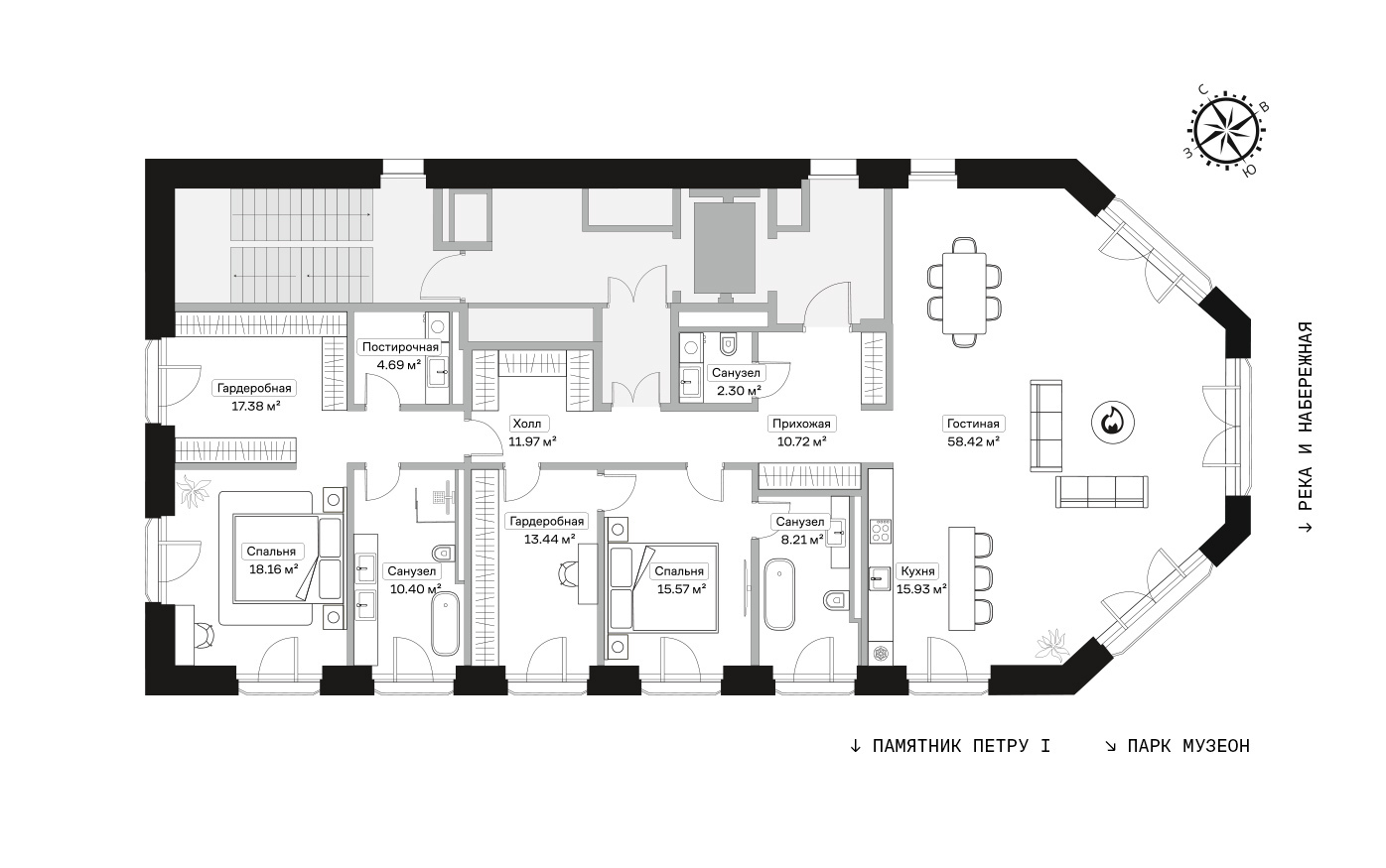 Пример планировки пентхауса 187 м²