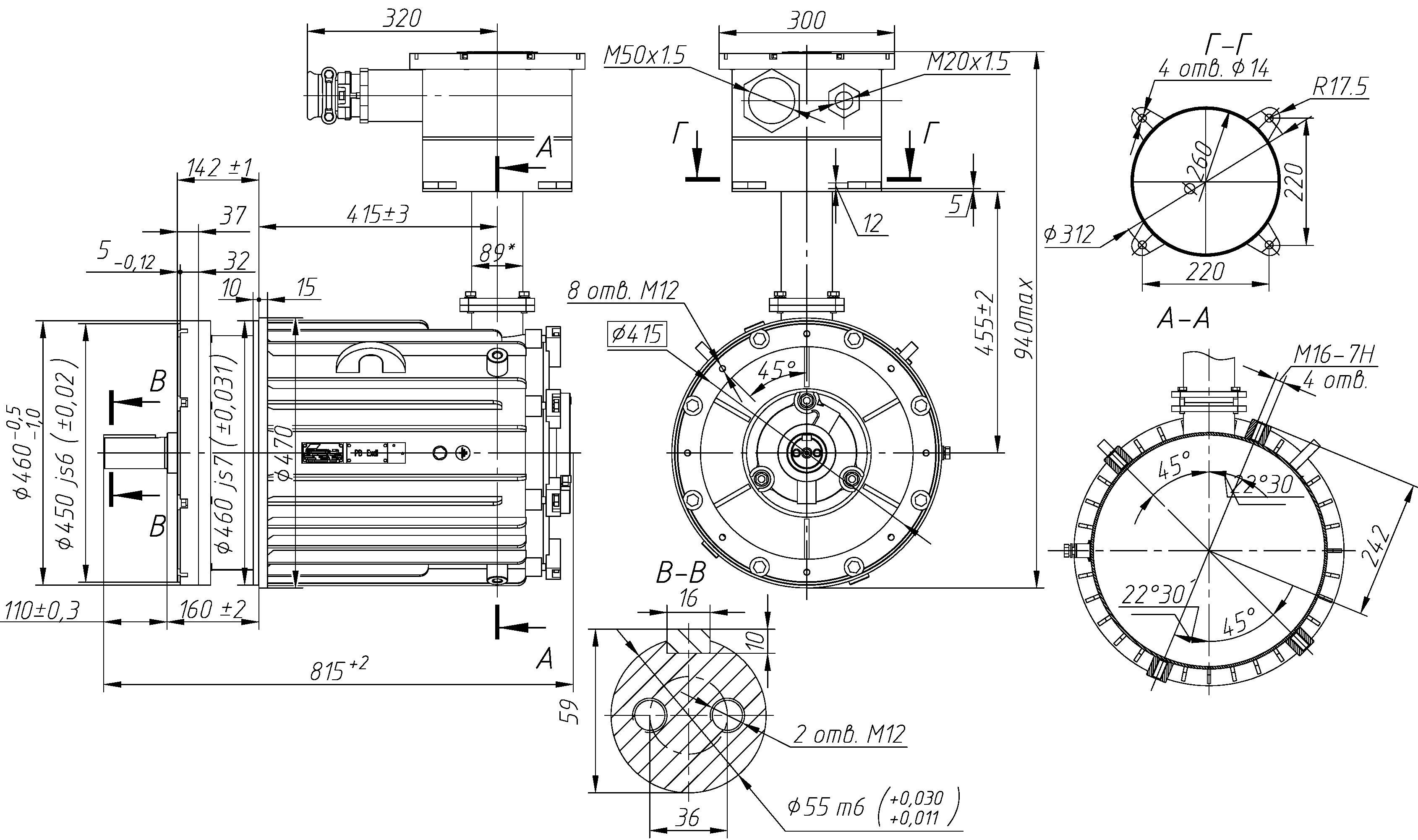 Чертеж электродвигателя dwg