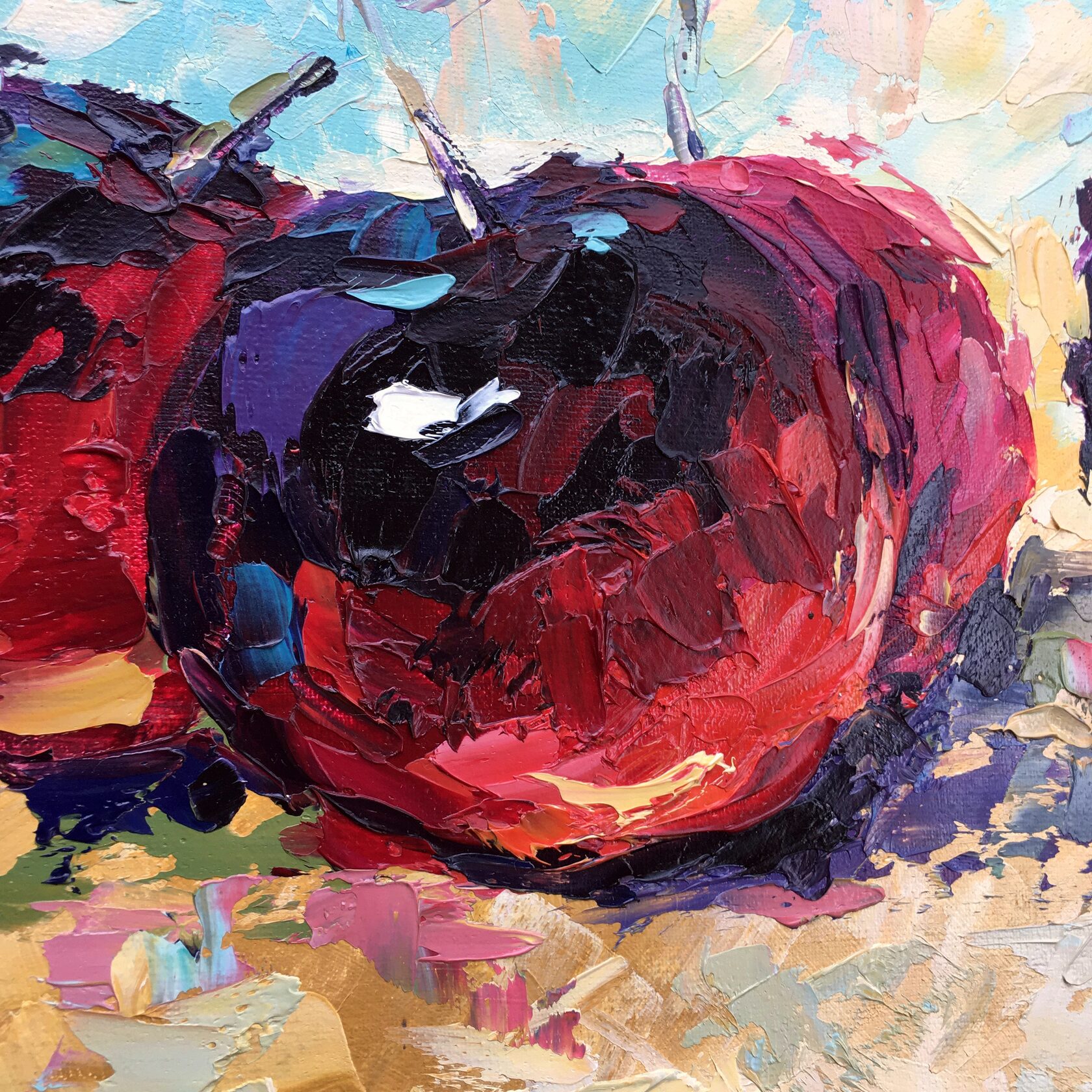 Cherries oil painting