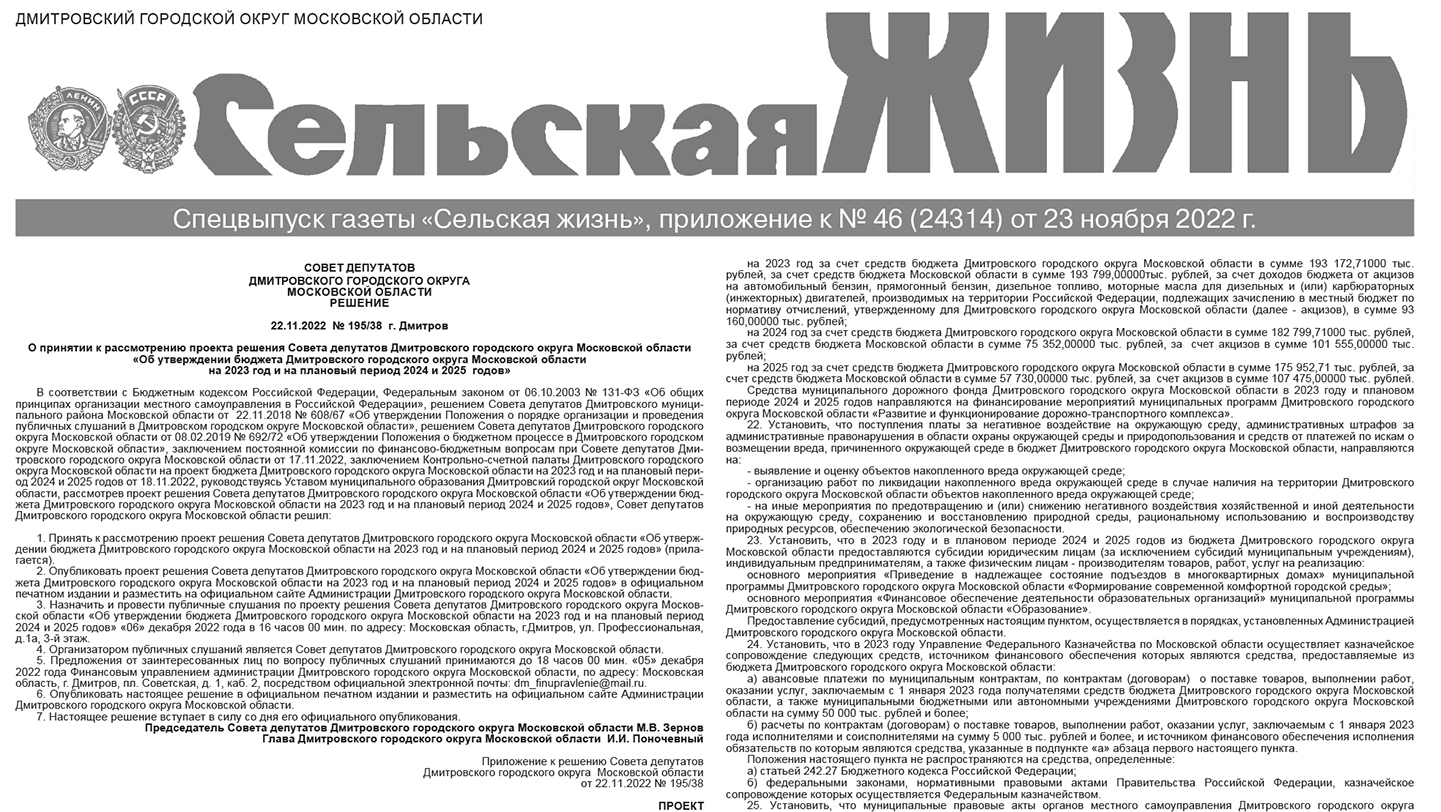 Приложение к № 46. Дмитровский городской округ Московской области