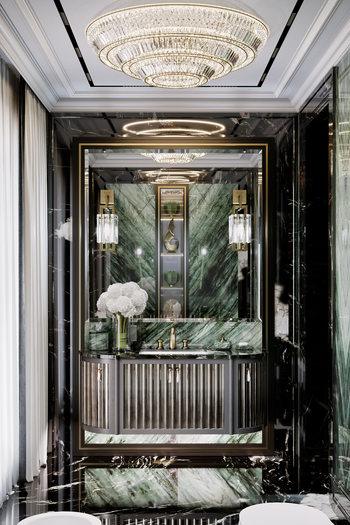 Дизайн гостевого санузла в стиле ар-деко