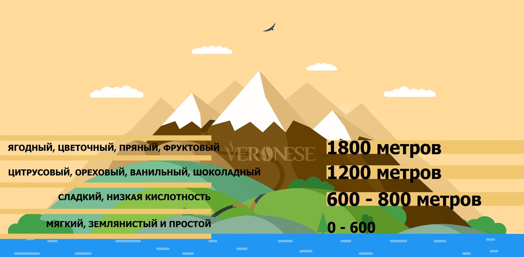 Веронезе аромат кофе в зависимости от высоты