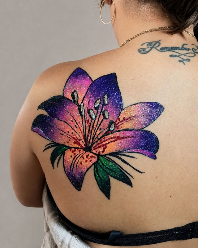 Glitter tattoo sparkle on skin