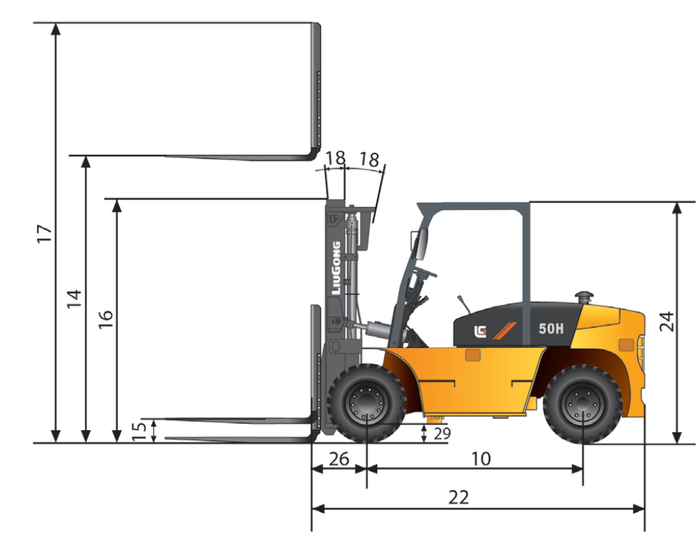 Объем погрузчика. Вилочный погрузчик Liugong clg2050h. Погрузчик вилочный Liugong 3 тонны. Вилочный погрузчик Liugong clg2070h. Габариты вилочного погрузчика 3 тонны.