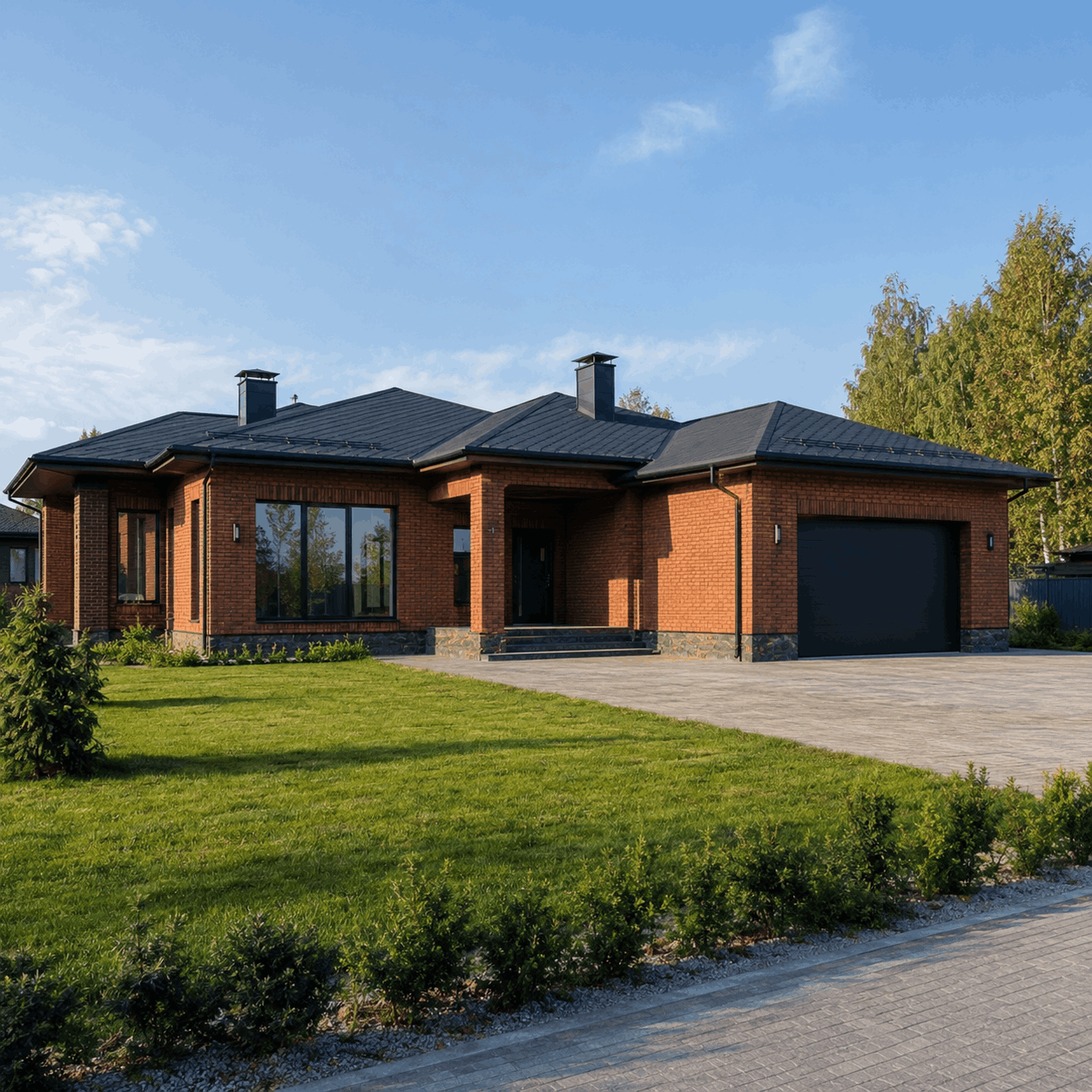 Brick Garage 145 — кирпичный дом с гаражом