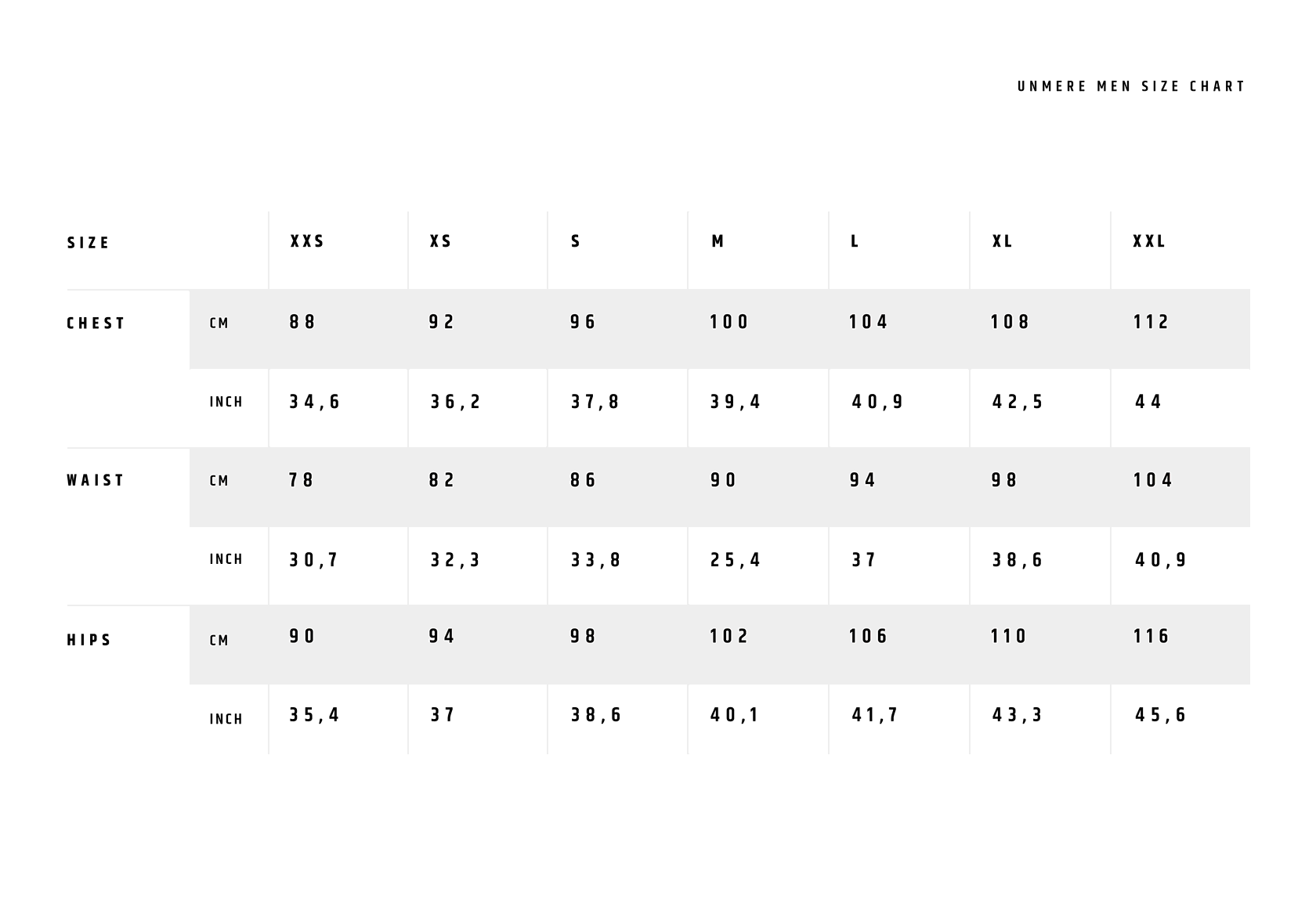 Contact Size Chart