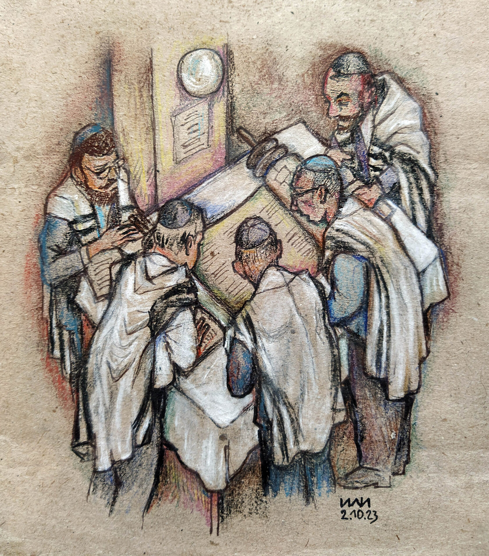 Чтение Торы - иллюстрация художника Йосифа Лихтарева