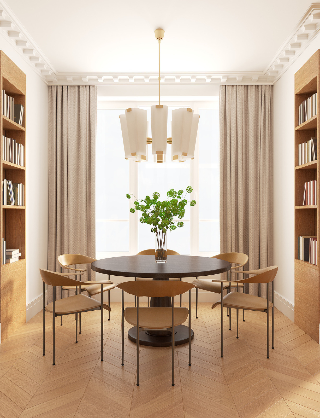 Светильник Visual Comfort, стол Maxalto и стулья Fasem в интерьере дизайнера Екатерины Фёдоровой