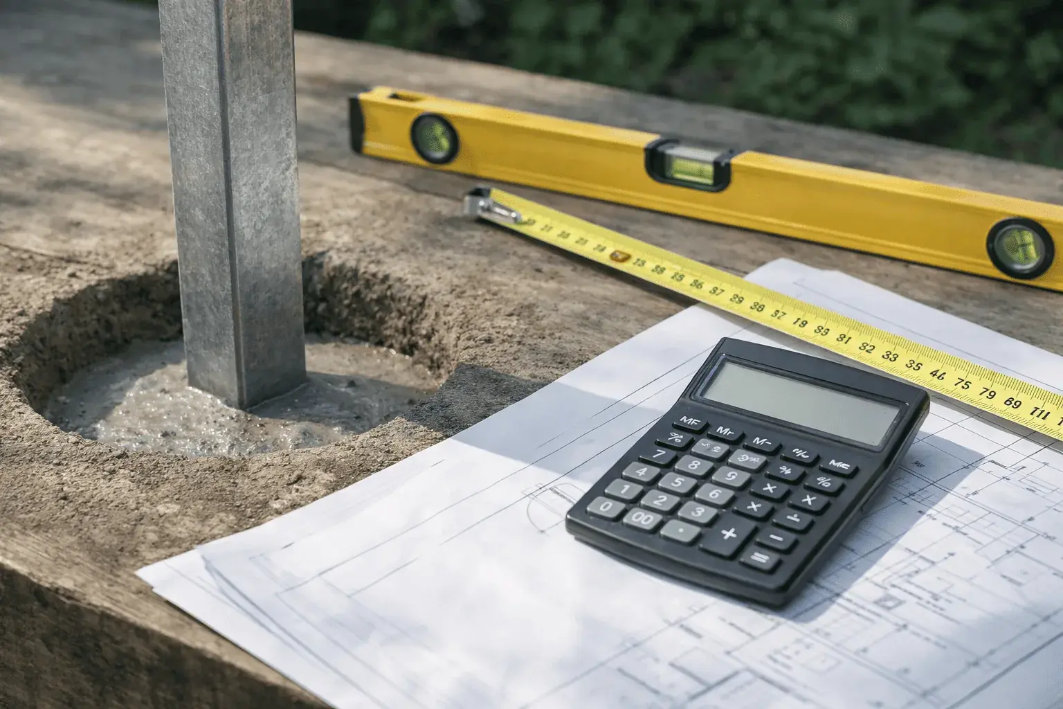 Расчет количества бетона для установки металлических столбов забора