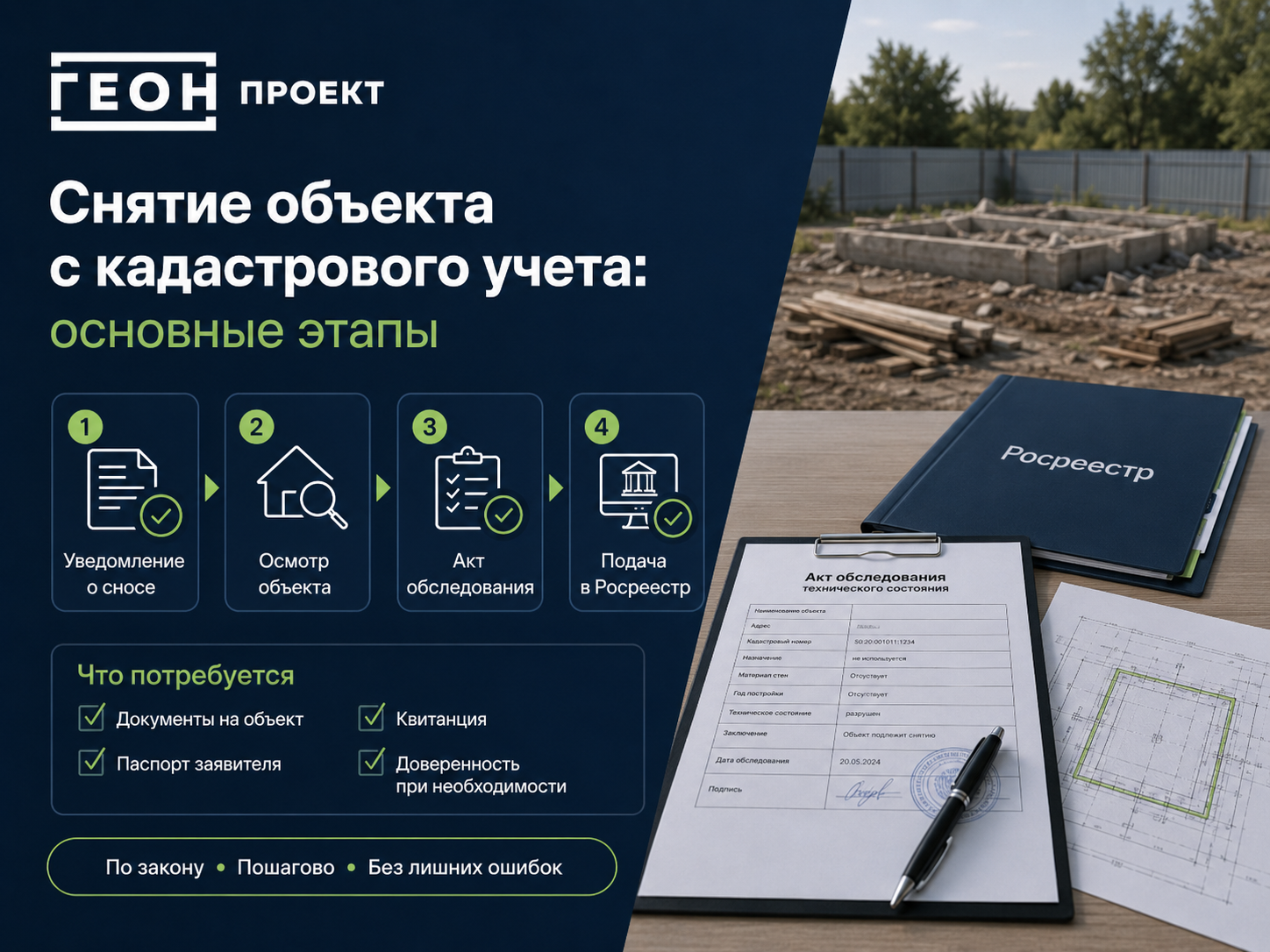 Этапы сноса здания и снятия объекта с кадастрового учета