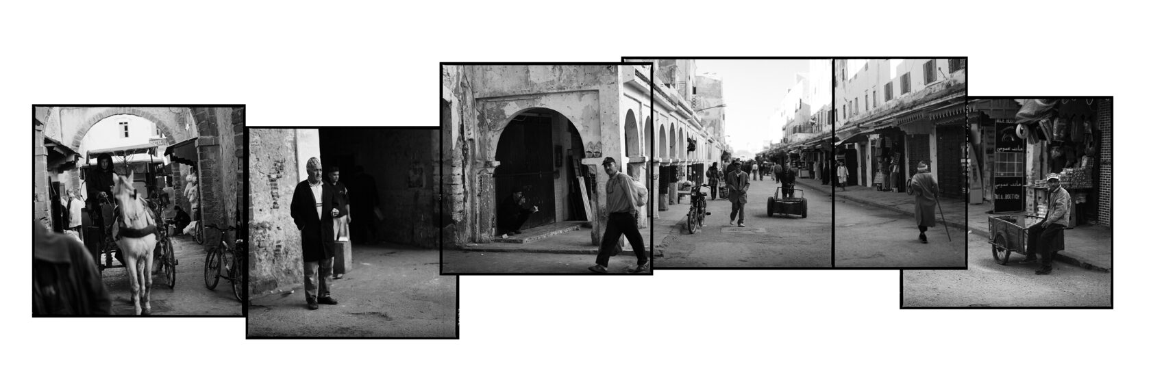 Street near Bab el Sebaa Essaouira. Marocco. BW negative 6x6