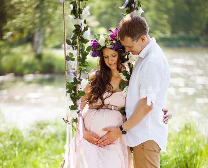 Фото беременных с мужем и ребенком на природе