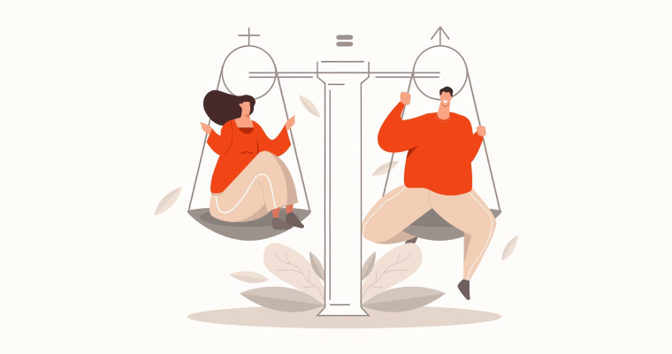 мужчина и женщина на весах рисунок