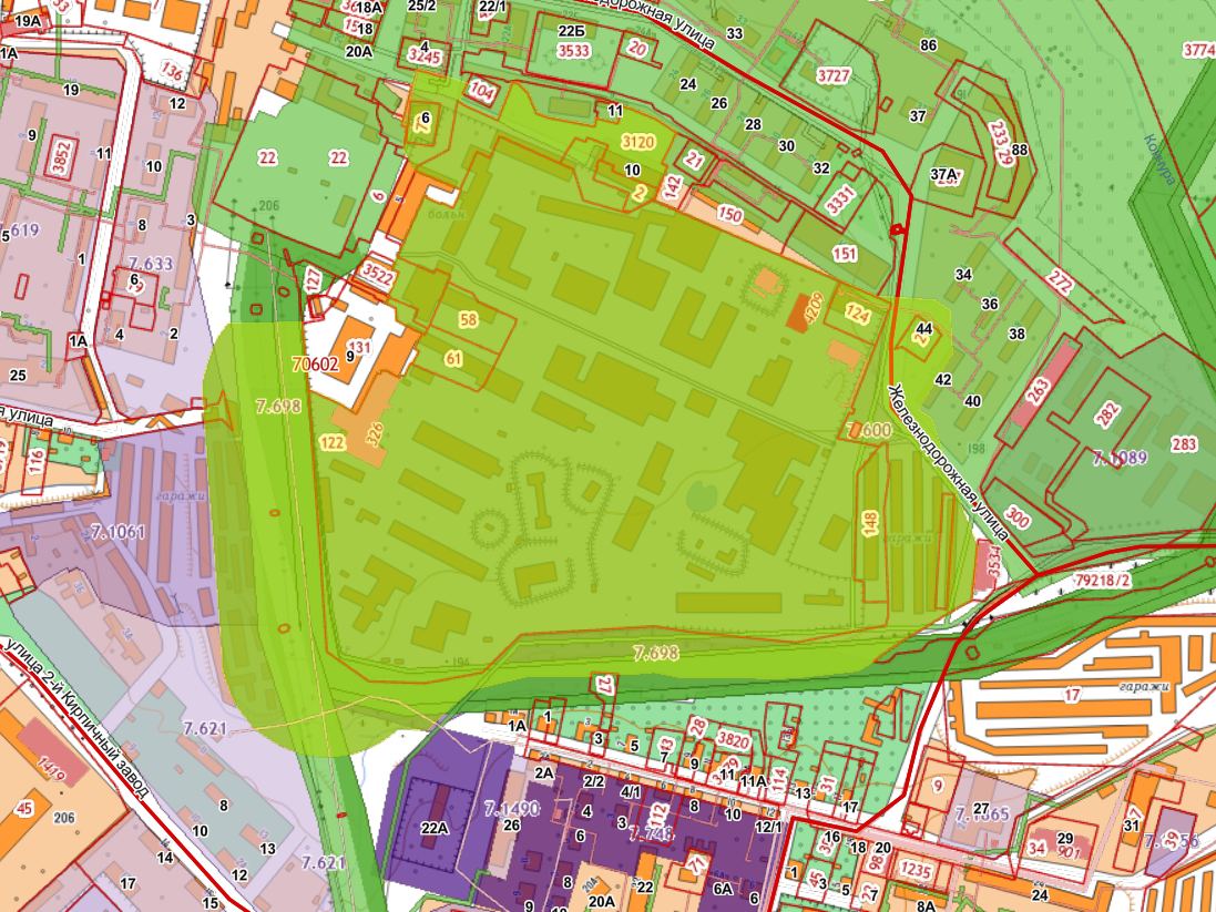 Кадастровая карта с санитарно защитными зонами