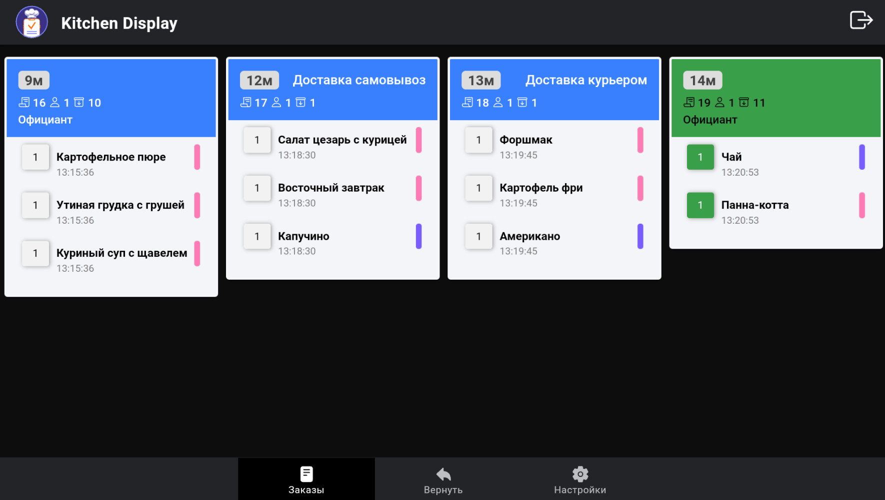 KDS: интерфейс кухни