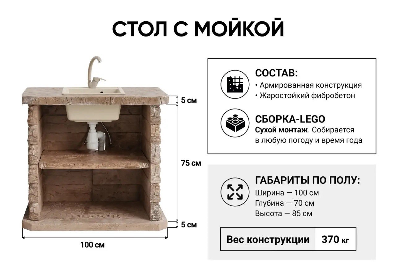 Стол с мойкой