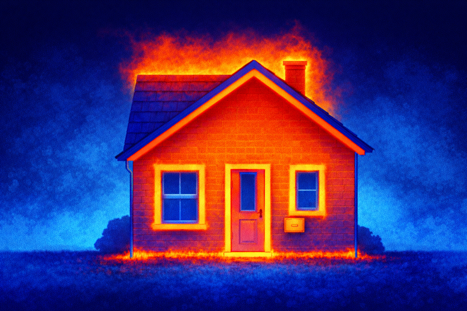 Теплопотери в частном доме — тепловизионная карта утечек тепла через крышу, стены и окна