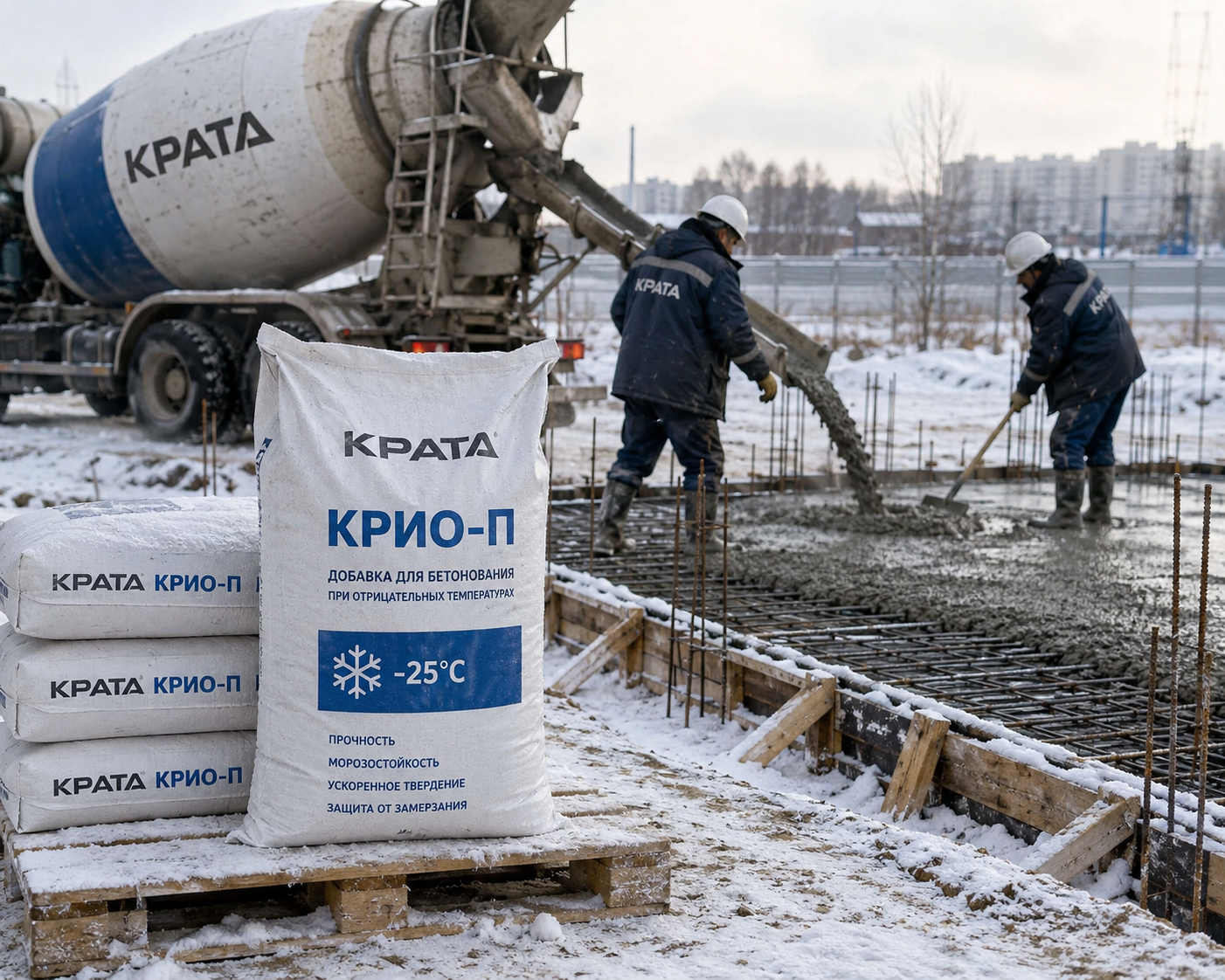 Кратасол Крио-П зимняя добавка для бетона