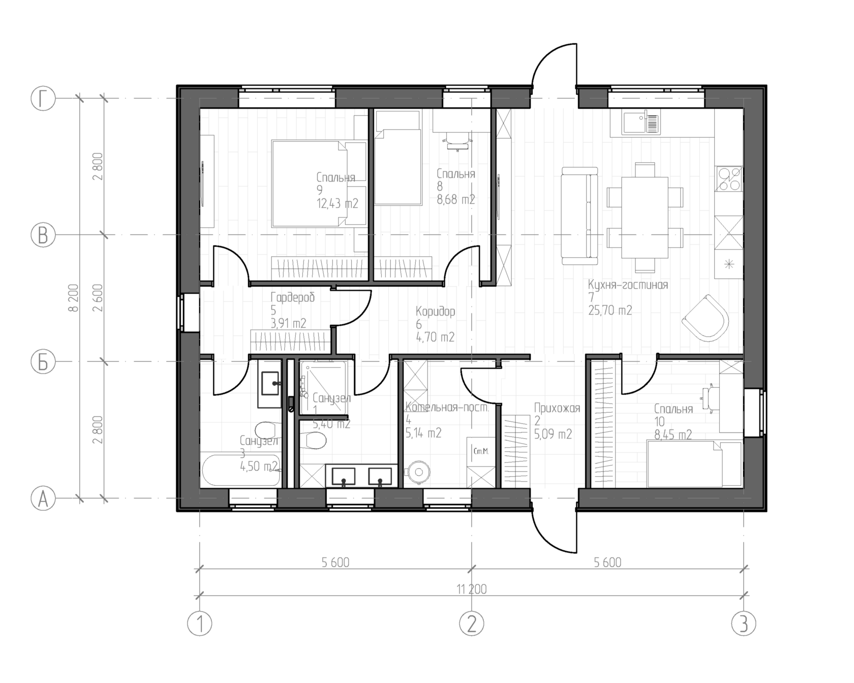 Планировка дома 85 м² — СК Терехичев