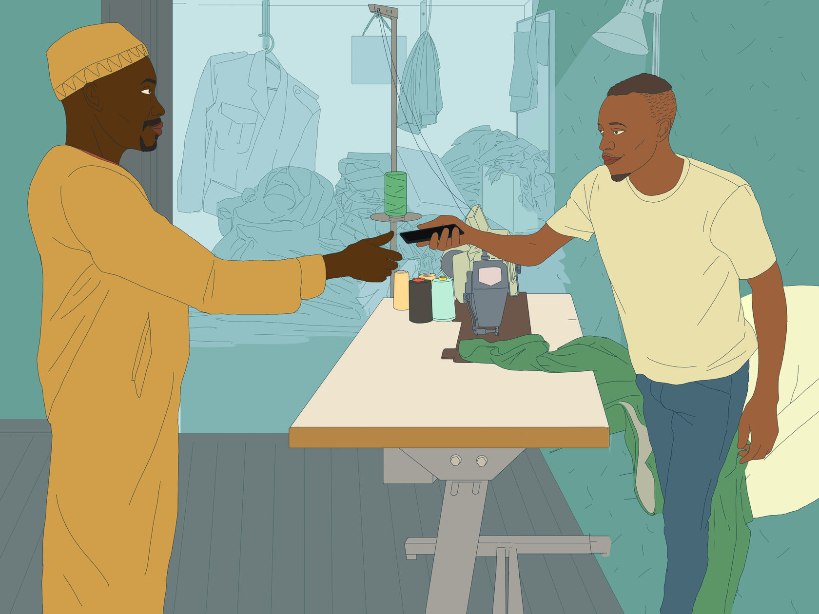 Illustration of African Puzzle app being used