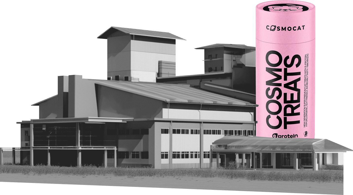 Завод Cosmopet и упаковка лакомства для кошек и котов Cosmoсat Cosmo Treats