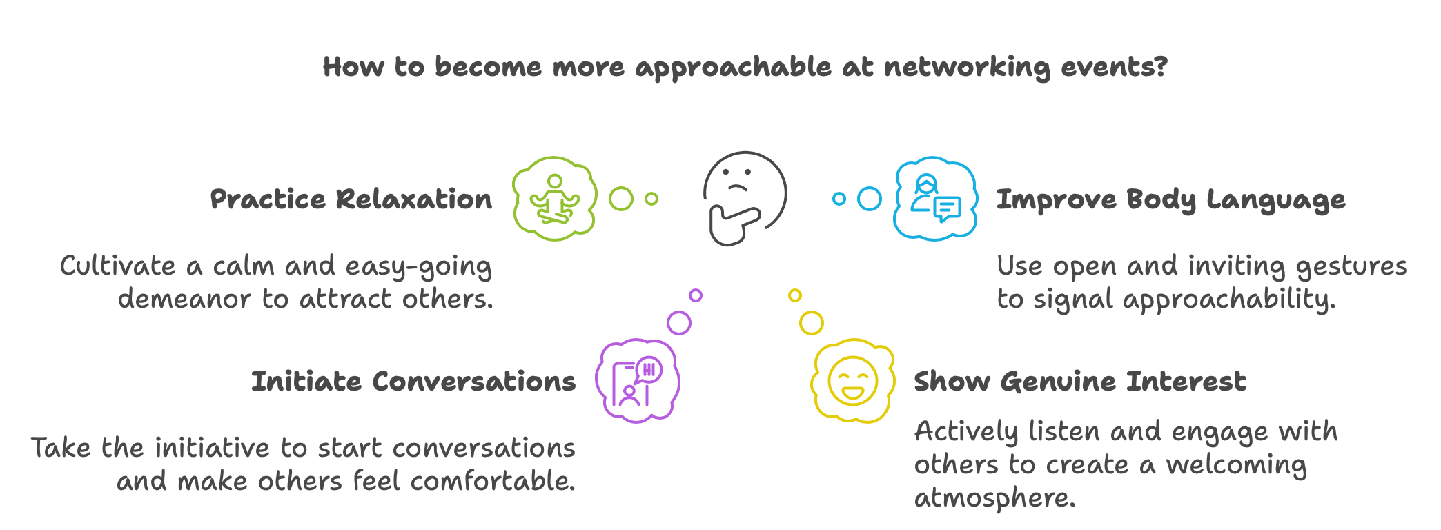 How to become more approachable at networking events?