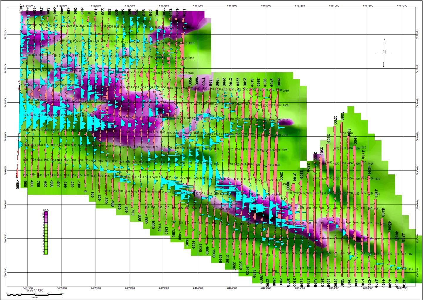 Улитаоозерский расслоенный интрузив. Карта изолиний аномального магнитного поля, графики ВП.