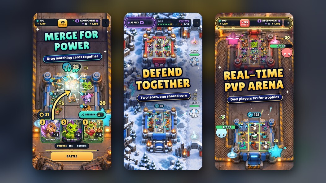 Starvoxel: Defender co-op merge tower defense for two players on mobile