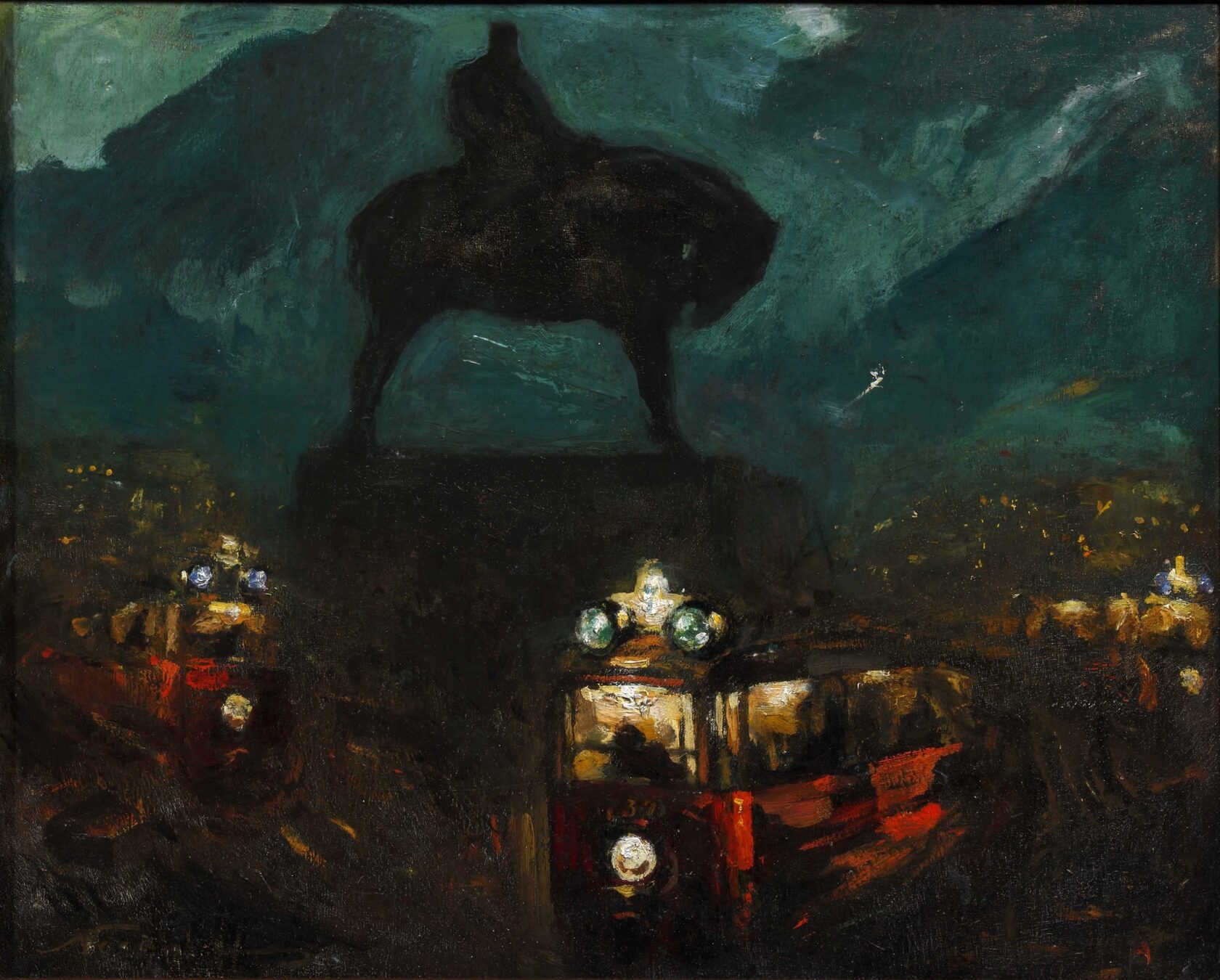 Ночью в Петрограде. Памятник Александру III. 1910-е
